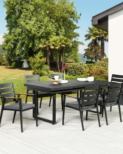 Set di 6 sedie da giardino con cuscini TAVIANO Metallo Nero