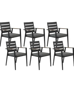 Set di 6 sedie da giardino con cuscini TAVIANO Metallo Nero
