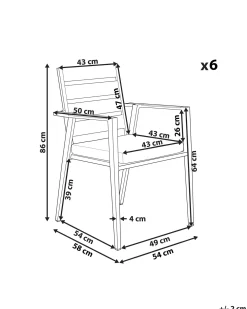 Set di 6 sedie da giardino con cuscini TAVIANO Metallo Nero