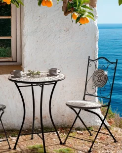 Set di 2 sedie da giardino COMISO Pieghevole Metallo Nero/Bianco