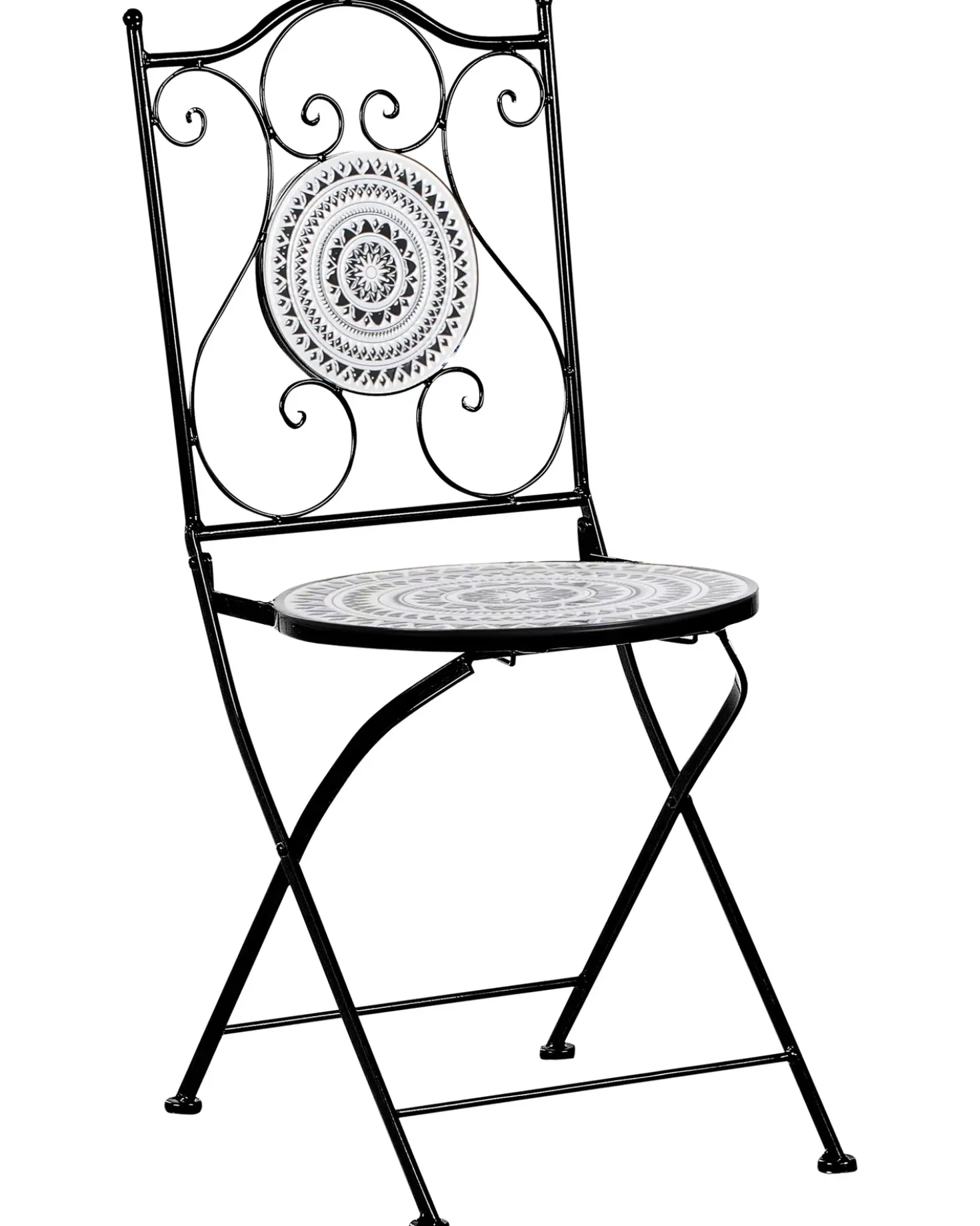 Set di 2 sedie da giardino COMISO Pieghevole Metallo Nero/Bianco