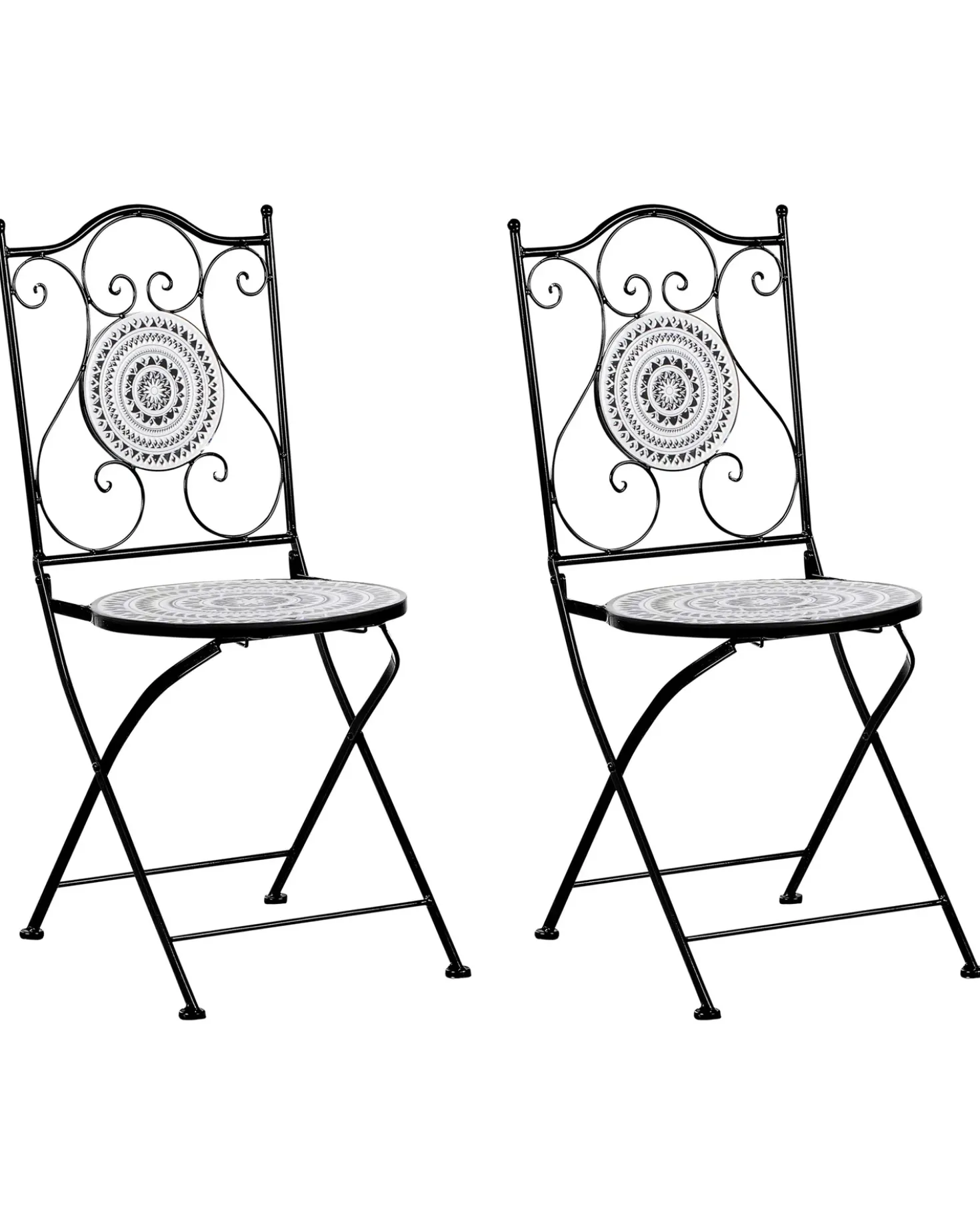 Set di 2 sedie da giardino COMISO Pieghevole Metallo Nero/Bianco