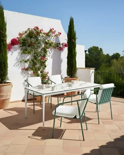 Set di 4 sedie da giardino con cuscini ASCIANO Metallo Verde