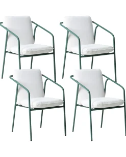 Set di 4 sedie da giardino con cuscini ASCIANO Metallo Verde