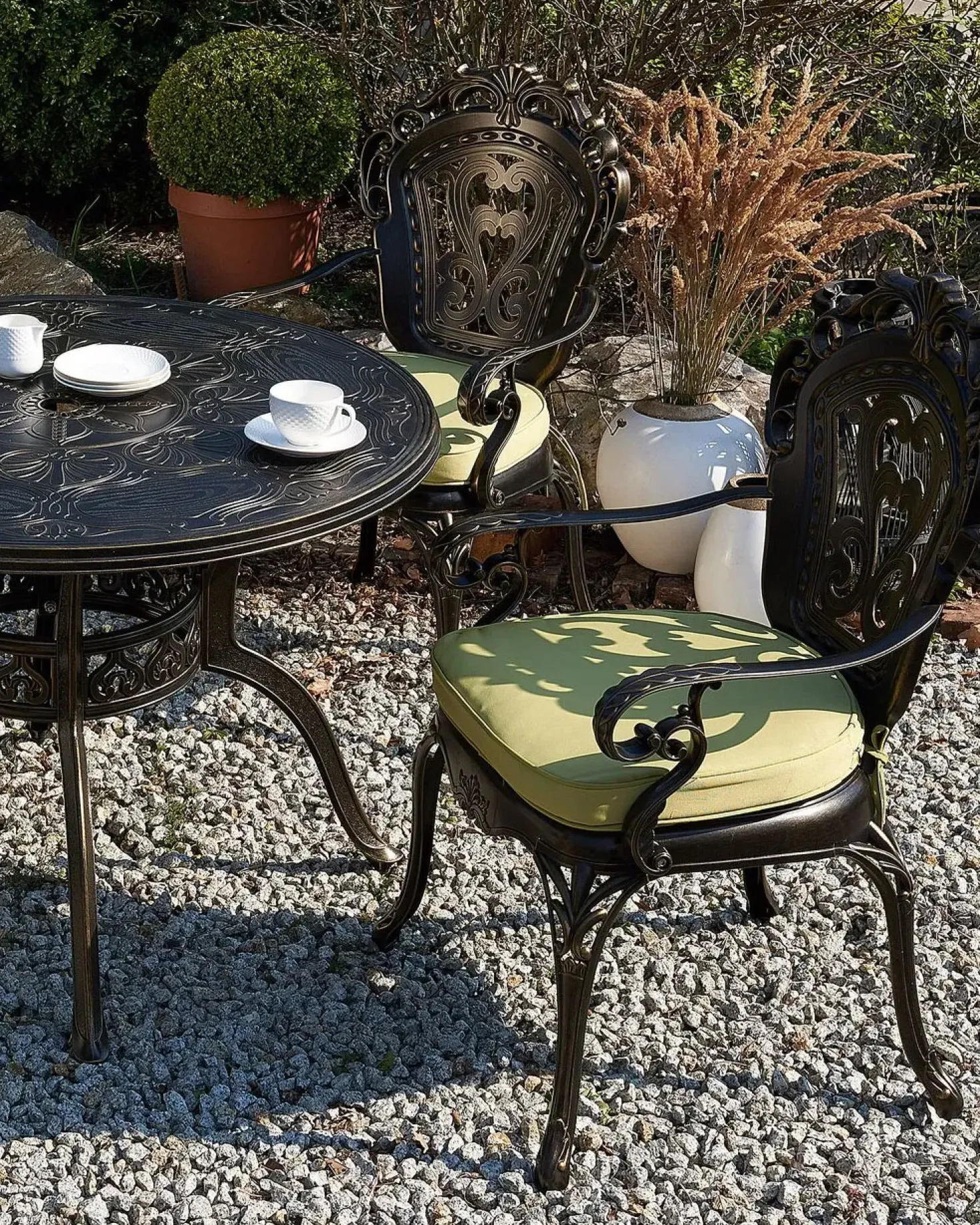Set di 2 sedie da giardino con cuscini SAPRI Metallo Marrone scuro