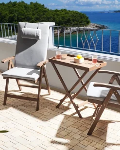 Set di 2 sedie da giardino con cuscini AMANTEA PREMIUM Legno d'acacia Grigio chiaro
