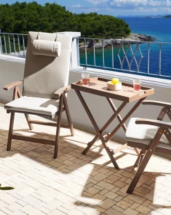 Set di 2 sedie da giardino con cuscini AMANTEA PREMIUM Legno d'acacia Tortora