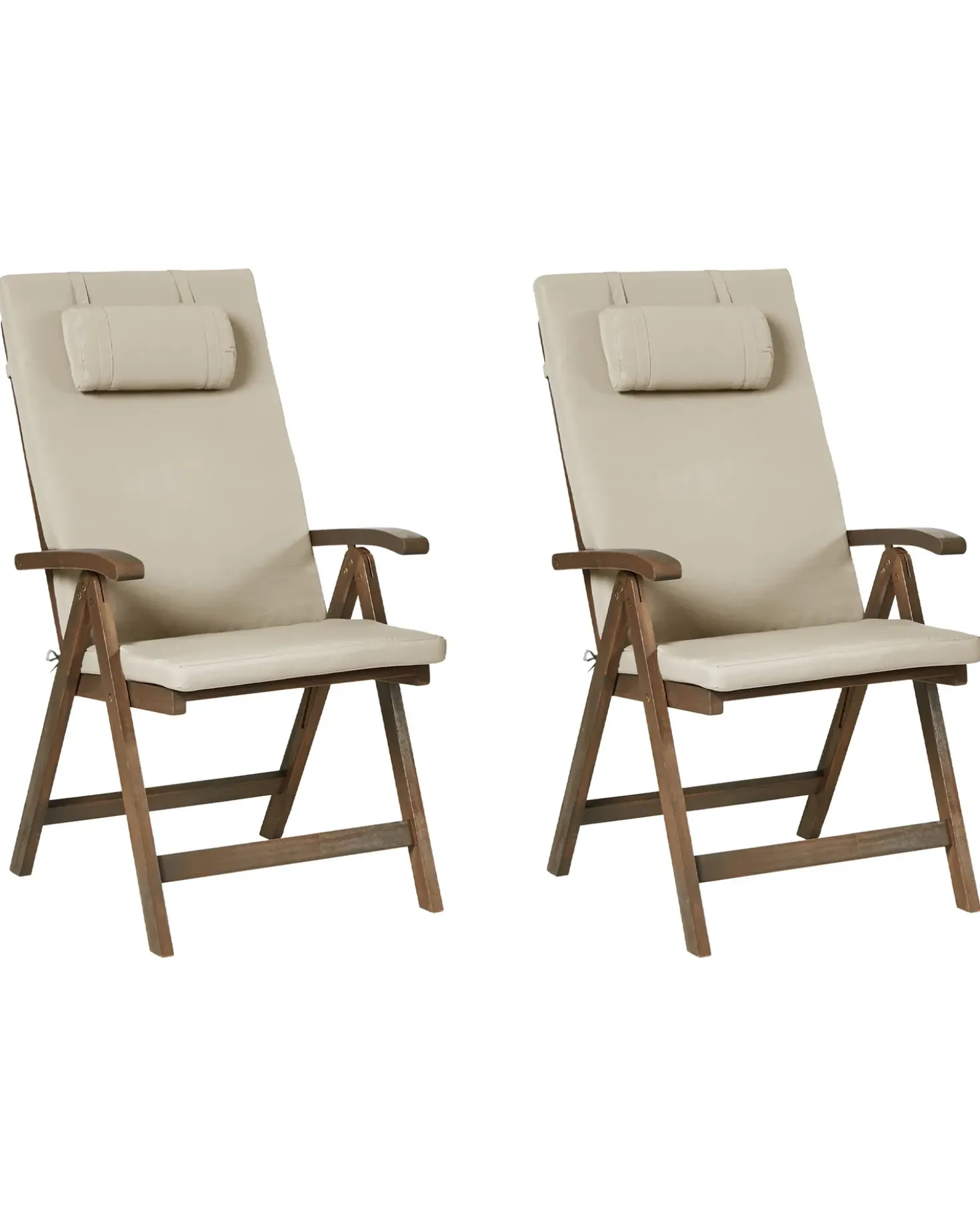 Set di 2 sedie da giardino con cuscini AMANTEA PREMIUM Legno d'acacia Tortora