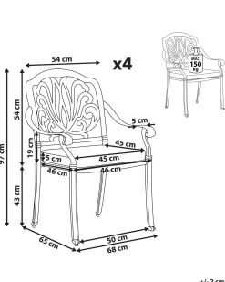 Set di 4 sedie da giardino con cuscini ANCONA Metallo Bianco sporco