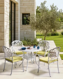 Set di 4 sedie da giardino con cuscini ANCONA Metallo Bianco sporco