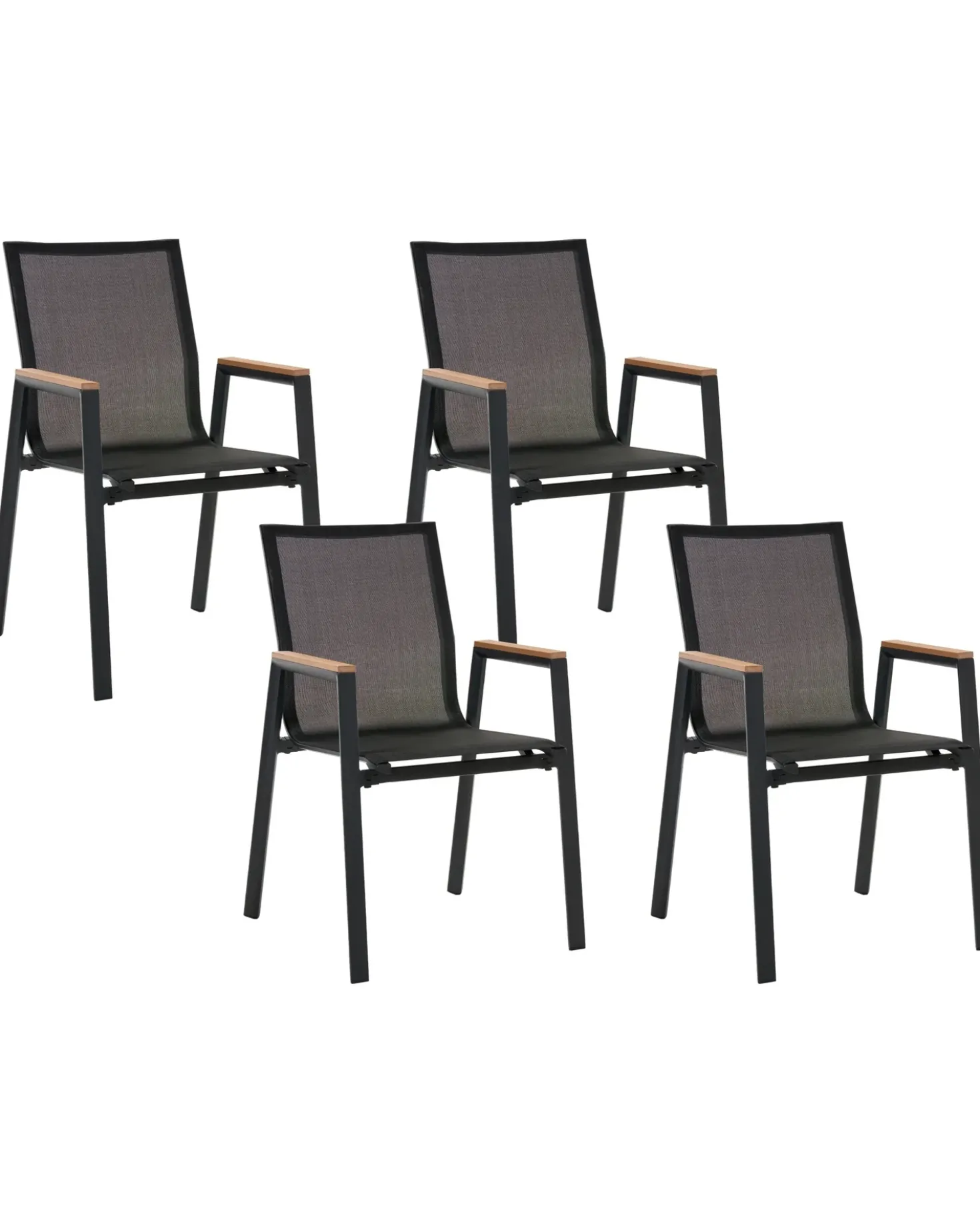 Set di 4 sedie da giardino TIANO Metallo Nero
