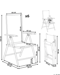 Set di 6 sedie da giardino CATANIA Metallo Grigio