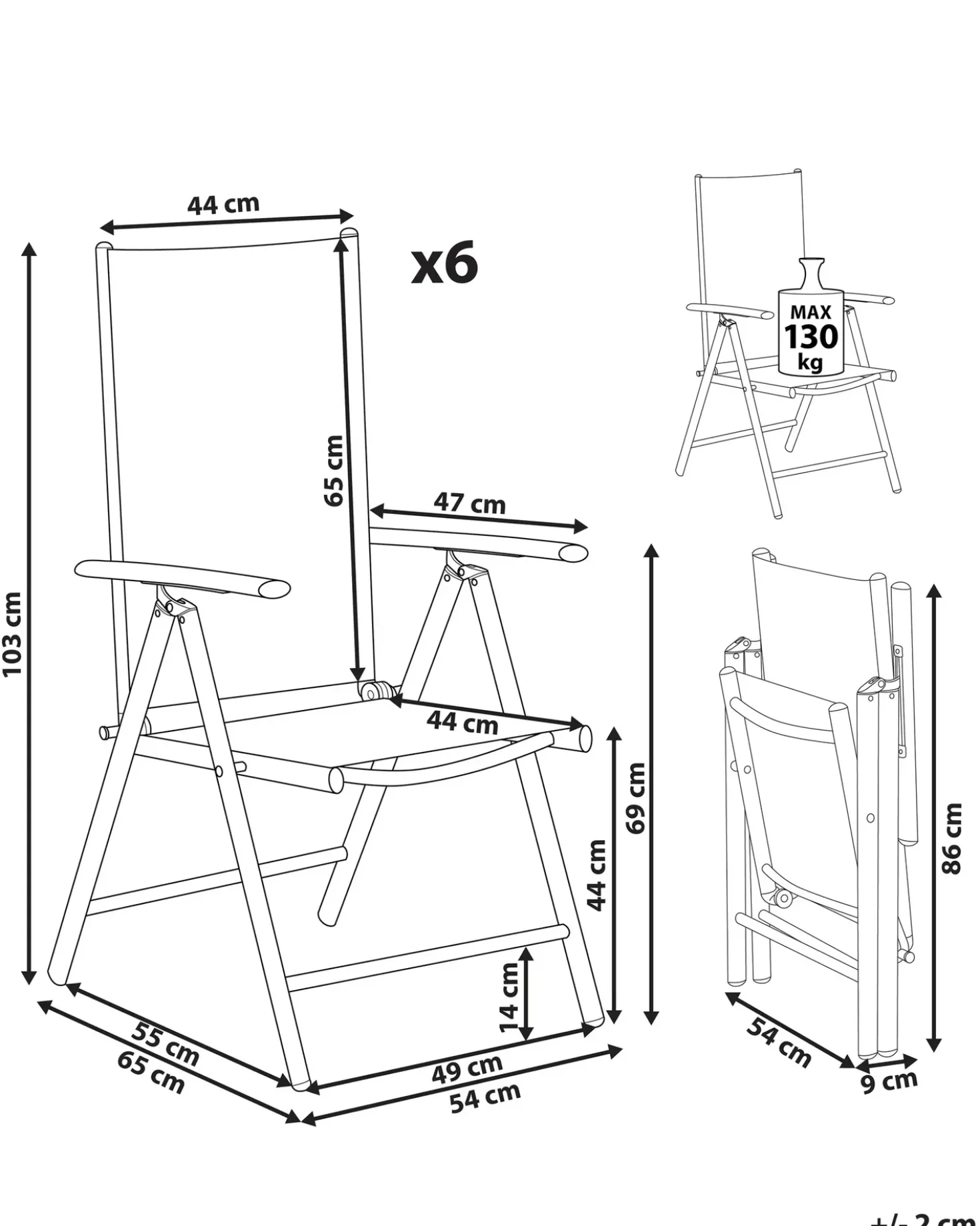 Set di 6 sedie da giardino CATANIA Metallo Grigio