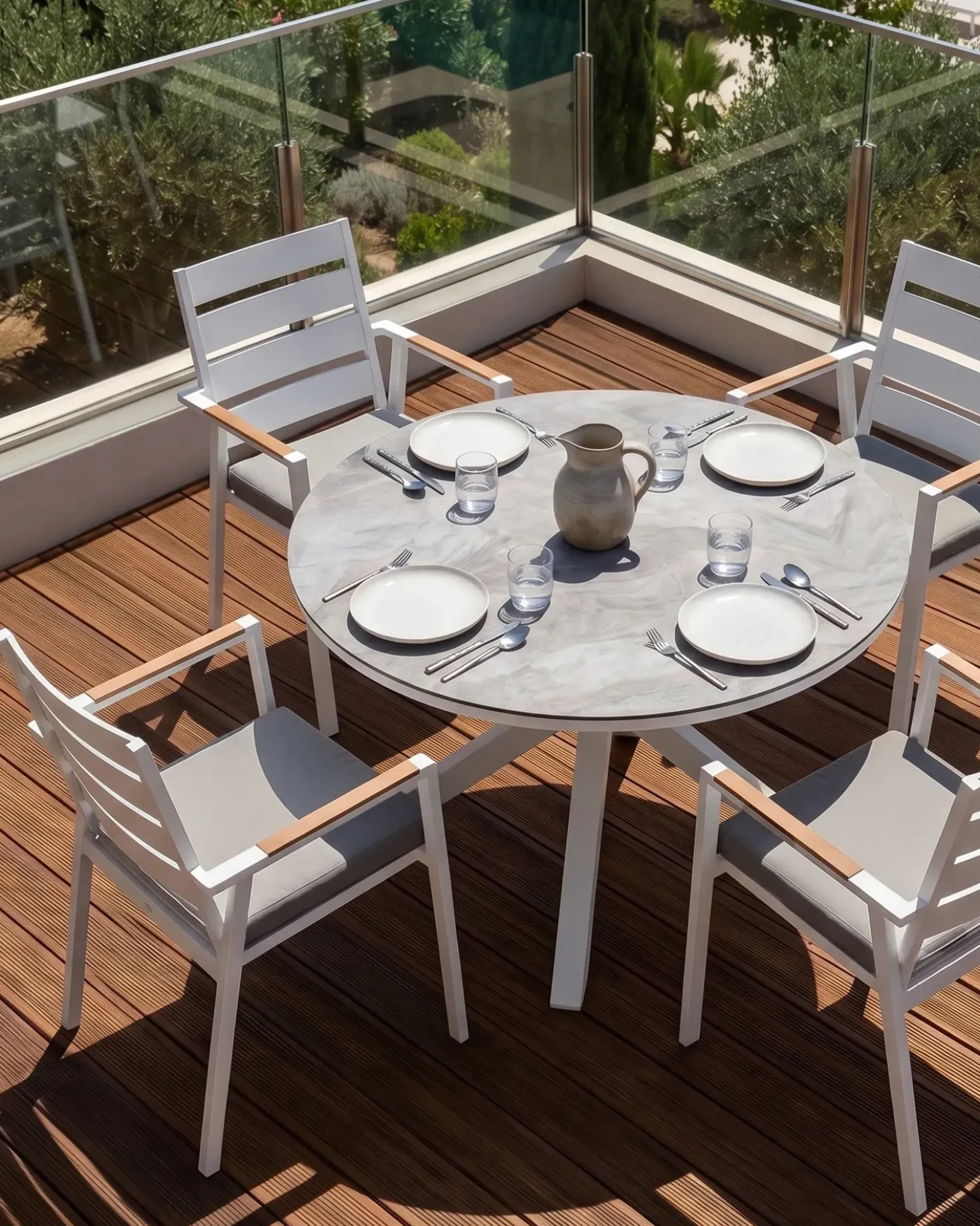 Set di 4 sedie da giardino con cuscini TAVIANO Metallo Grigio