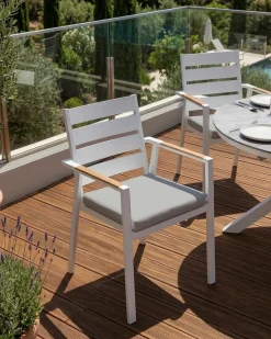 Set di 4 sedie da giardino con cuscini TAVIANO Metallo Grigio