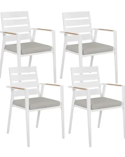 Set di 4 sedie da giardino con cuscini TAVIANO Metallo Grigio