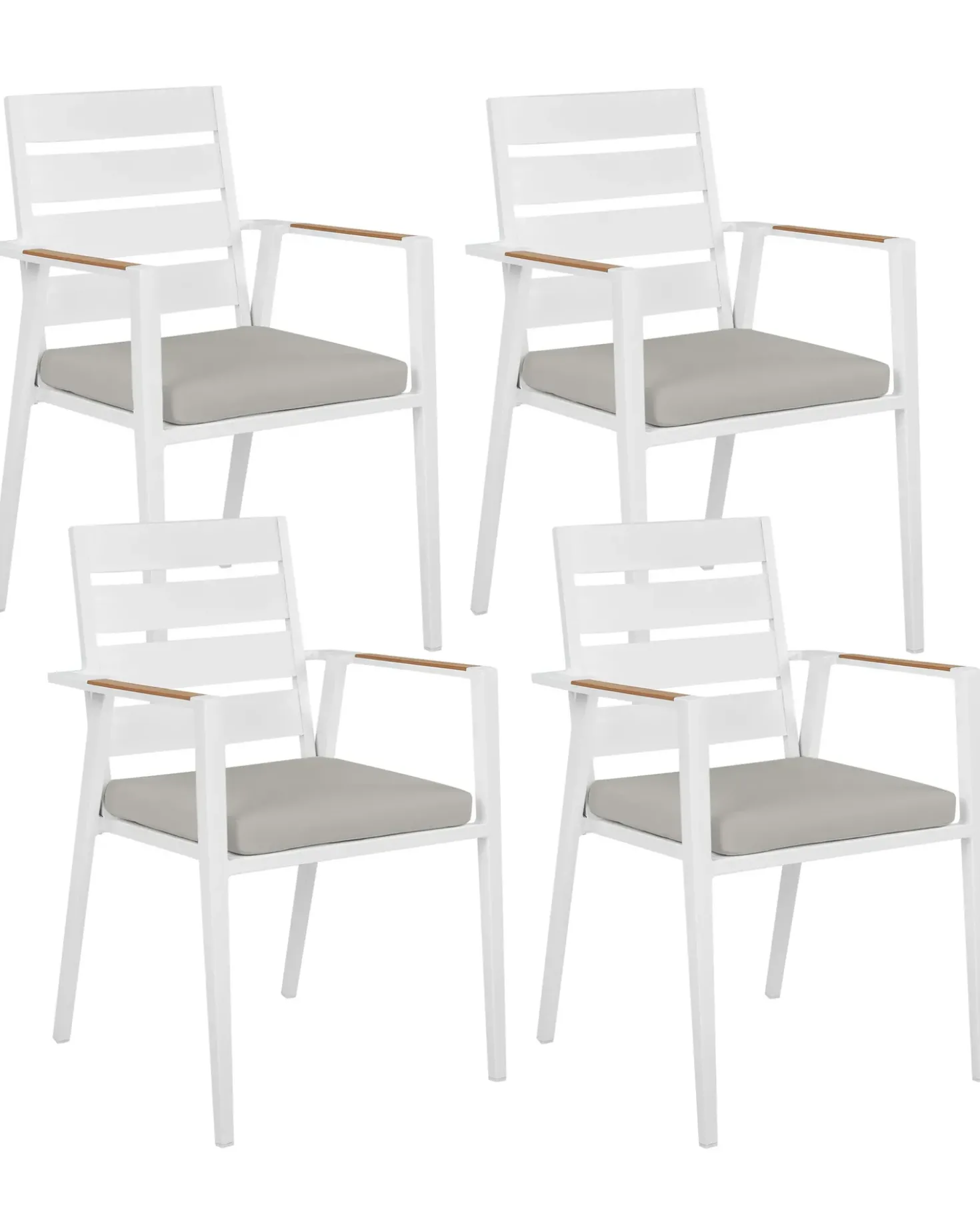 Set di 4 sedie da giardino con cuscini TAVIANO Metallo Grigio
