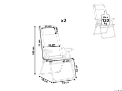 Set di 2 sedie da giardino ASINE Pieghevole Metallo Grigio