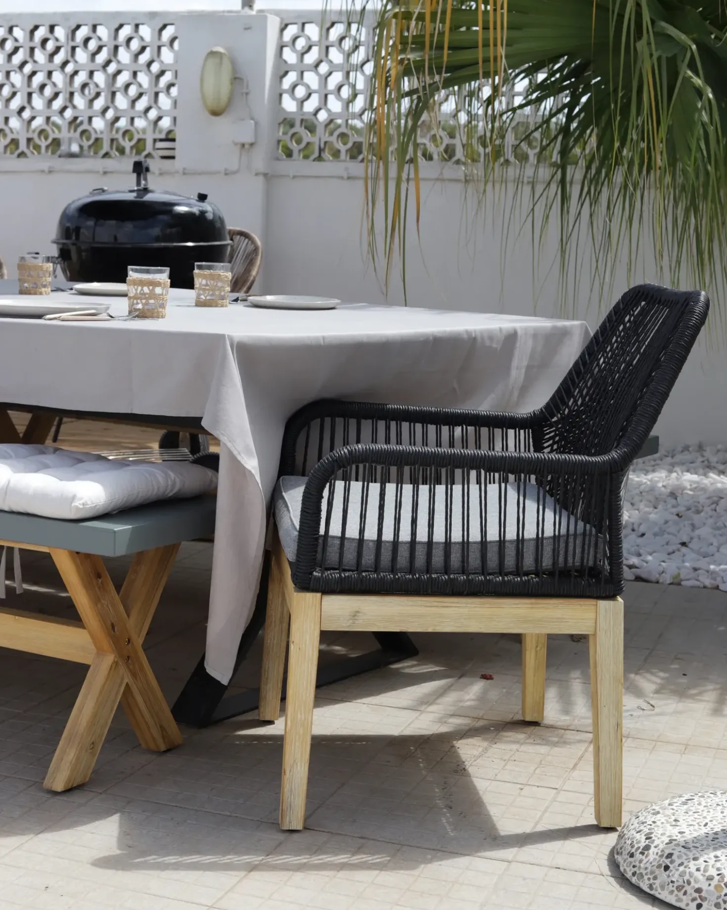 Set di 2 sedie da giardino con cuscini OLBIA Materiale sintetico Nero