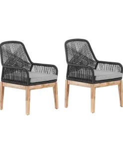 Set di 2 sedie da giardino con cuscini OLBIA Materiale sintetico Nero