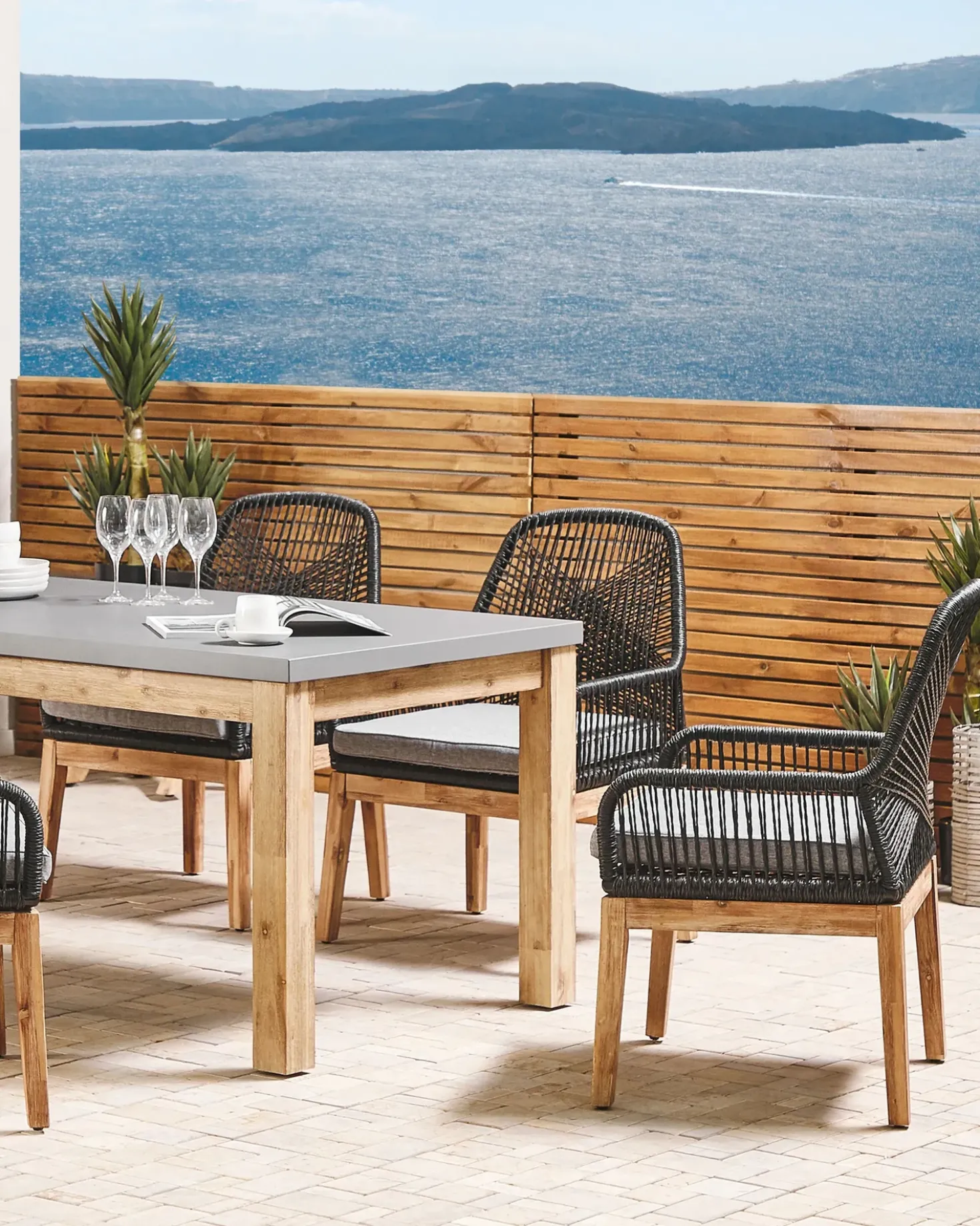 Set di 2 sedie da giardino con cuscini OLBIA Materiale sintetico Nero