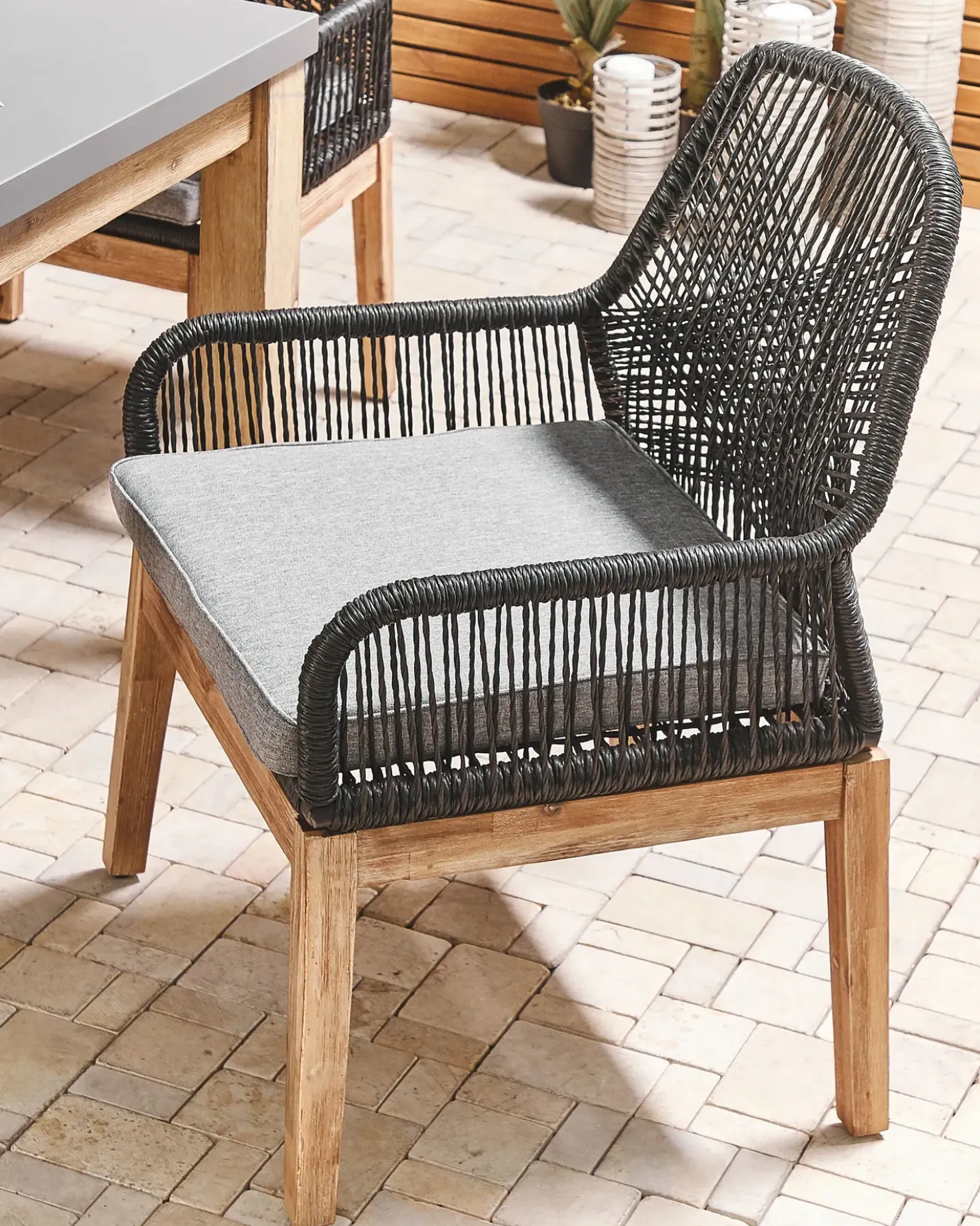 Set di 2 sedie da giardino con cuscini OLBIA Materiale sintetico Nero