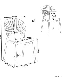 Set di 4 sedie da giardino OSTIA Azzurro