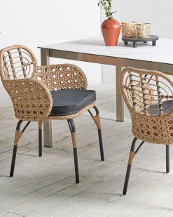 Set di 2 sedie da giardino con cuscini PRATELLO Rattan sintetico (PE) Naturale