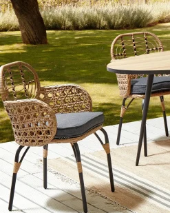 Set di 2 sedie da giardino con cuscini PRATELLO Rattan sintetico (PE) Naturale