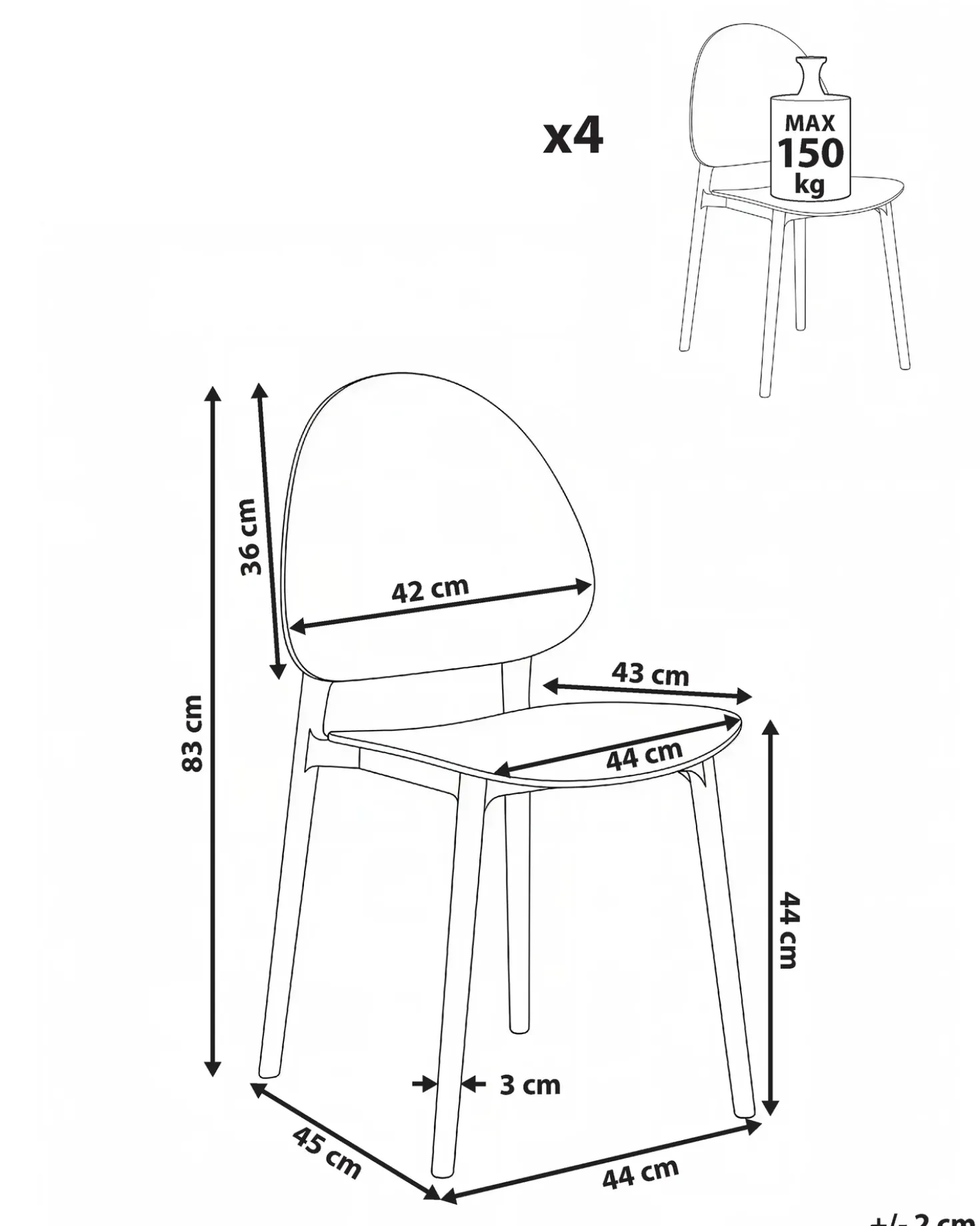 Set di 4 sedie da giardino CEARA Verde menta