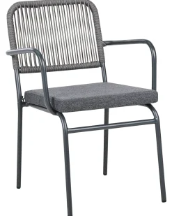 Set di 4 sedie da giardino con cuscini TACENO Metallo Grigio