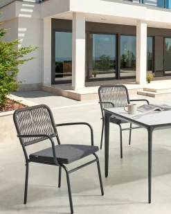 Set di 4 sedie da giardino con cuscini TACENO Metallo Grigio