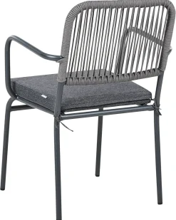 Set di 4 sedie da giardino con cuscini TACENO Metallo Grigio