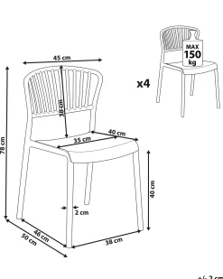Set di 4 sedie da giardino GELA Tortora