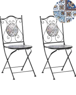 Set di 2 sedie da giardino CIVITA Metallo Nero