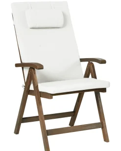 Set di 6 sedie da giardino con cuscini AMANTEA PREMIUM Legno d'acacia Bianco sporco
