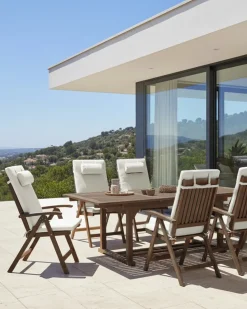 Set di 6 sedie da giardino con cuscini AMANTEA PREMIUM Legno d'acacia Bianco sporco