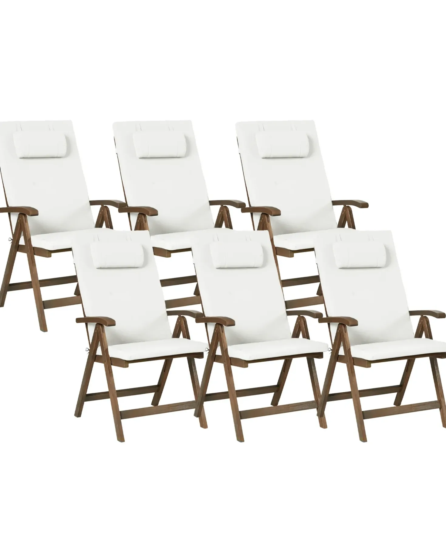 Set di 6 sedie da giardino con cuscini AMANTEA PREMIUM Legno d'acacia Bianco sporco