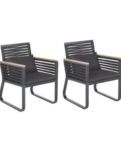 Set di 2 sedie da giardino con cuscini CANETTO Metallo Nero