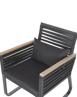 Set di 2 sedie da giardino con cuscini CANETTO Metallo Nero
