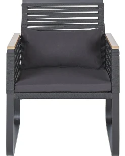 Set di 2 sedie da giardino con cuscini CANETTO Metallo Nero
