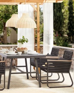 Set di 2 sedie da giardino con cuscini CANETTO Metallo Nero
