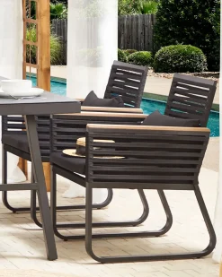 Set di 2 sedie da giardino con cuscini CANETTO Metallo Nero