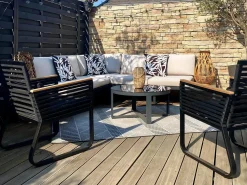 Set di 2 sedie da giardino con cuscini CANETTO Metallo Nero
