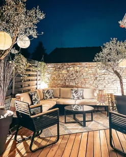 Set di 2 sedie da giardino con cuscini CANETTO Metallo Nero