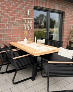 Set di 2 sedie da giardino con cuscini CANETTO Metallo Nero
