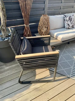 Set di 2 sedie da giardino con cuscini CANETTO Metallo Nero