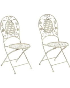 Set di 2 sedie da giardino BIVIO Pieghevole Metallo Bianco sporco