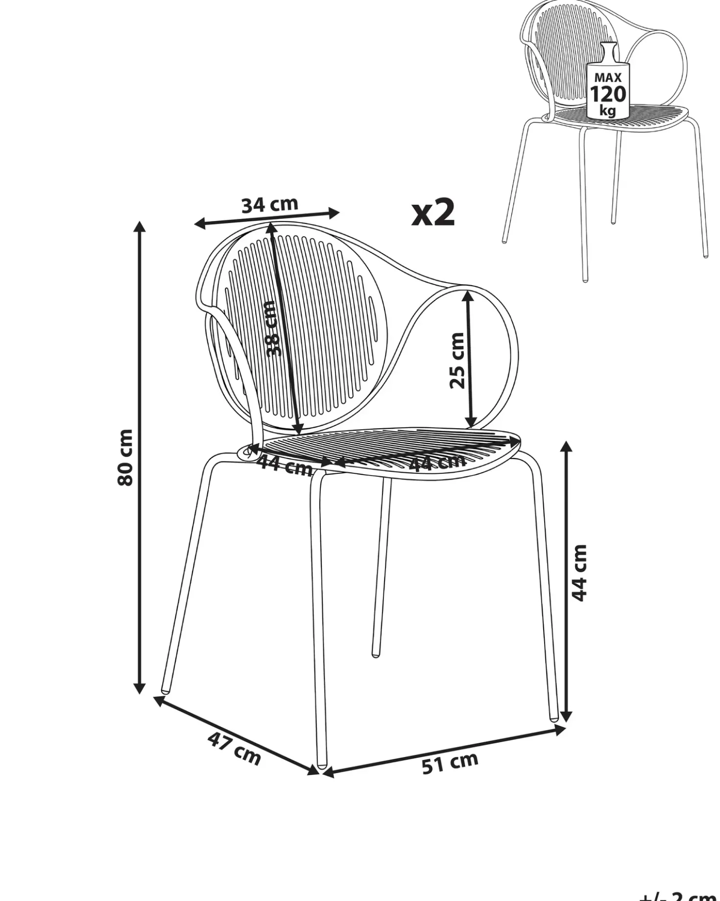 Set di 2 sedie da giardino IKARIA Metallo Rosso
