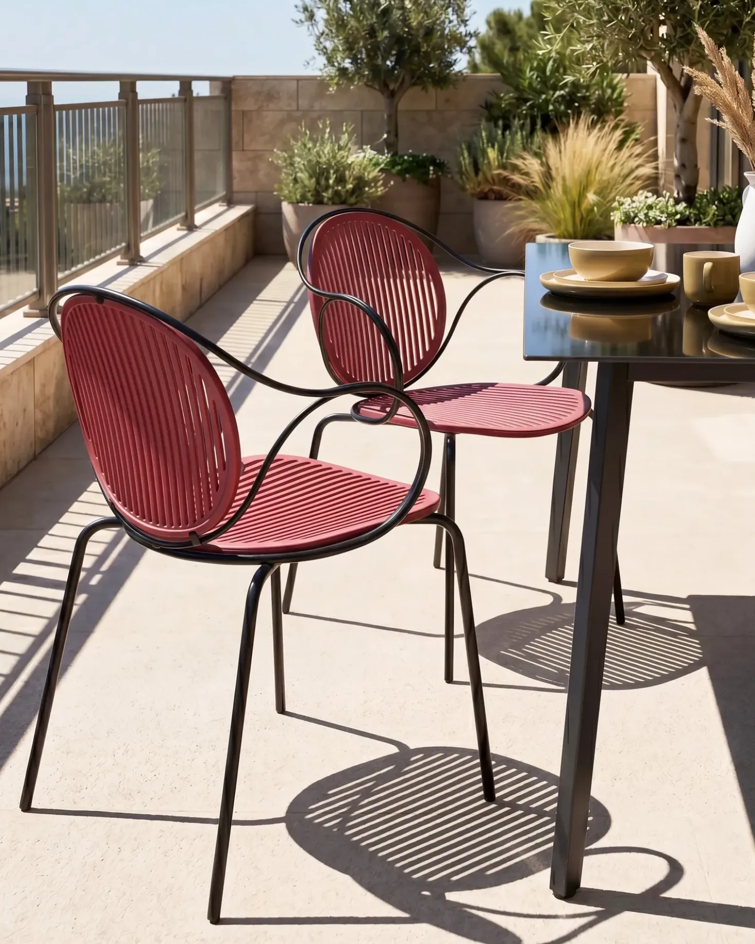 Set di 2 sedie da giardino IKARIA Metallo Rosso